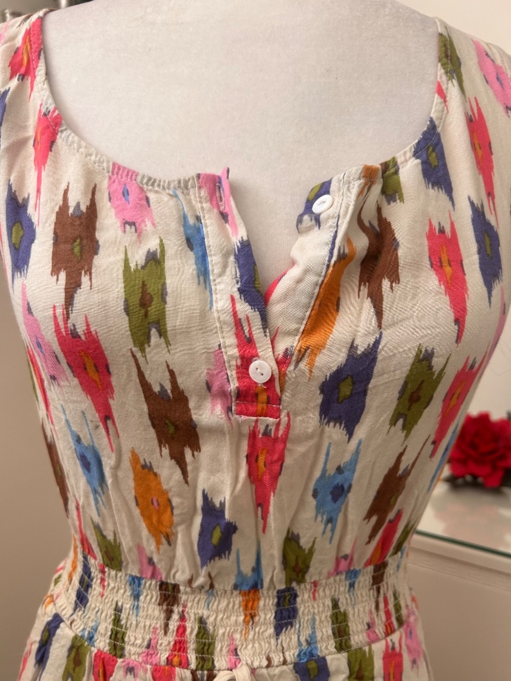 Spring Patterned Mini Dress With Pockets - Picture 2 of 9